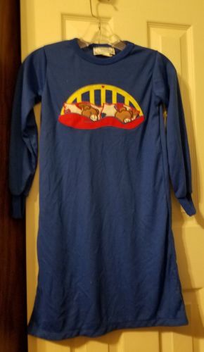 Vintage J. Christopher Child Small 7-8 Nightgown Teddy Bear Blue NWT 
