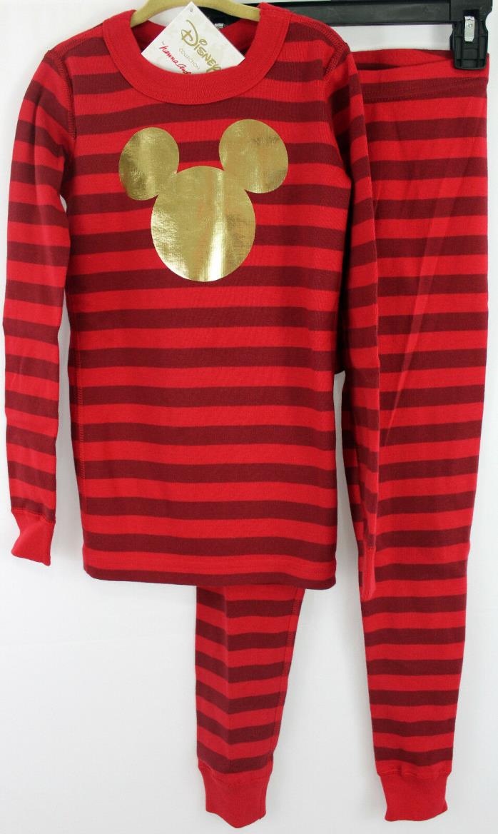 Hanna Andersson Mickey Mouse Red Striped Long John Pajamas Size 130 8 NWT