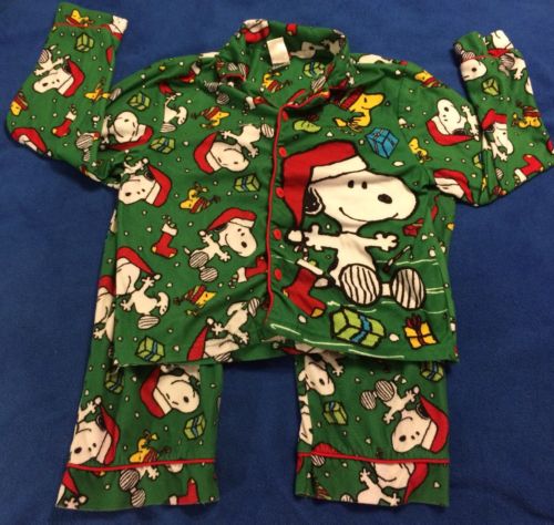 Peanuts Snoopy Child's Pajama Shirt Pant Sz L Boy Girl Fleece Woodstock