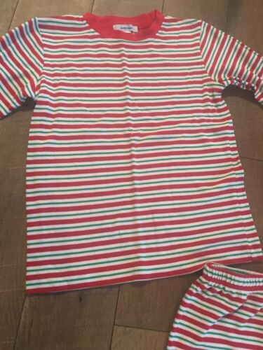 6 / 7 Christmas Pajama set pants shirt Red Green White Striped GABIANO