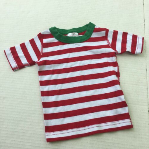 Hanna Andersson 100 PJS 4t Kids Red White Striped Xmas Pajama Top Organic Cotton