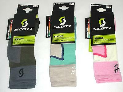 3 Pairs of SCOTT Youth Merino-Tech Socks, White Pink, Olive/Grey Aqua/Grey Small