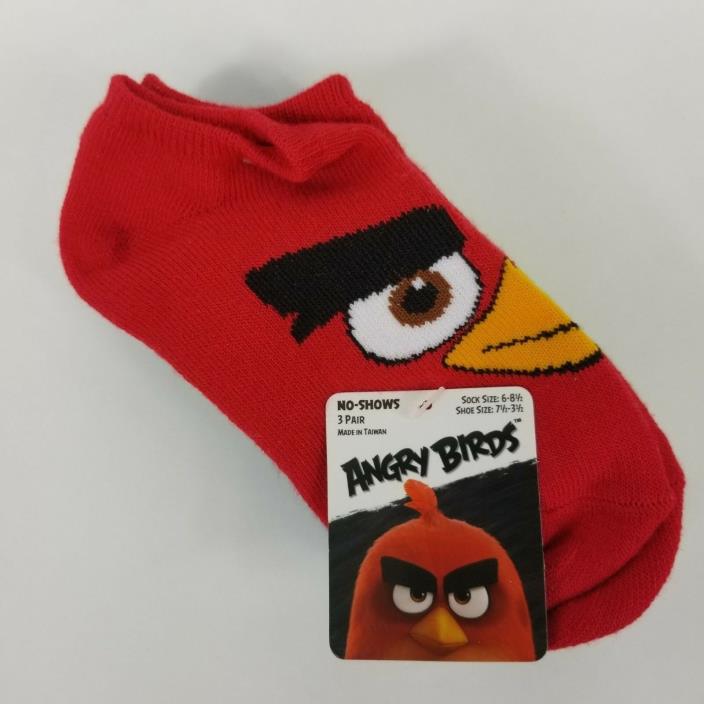 Angry Birds Kids No Show Socks Size 6-8.5 Red Blue Green Shoe Size 7.5-3.5 Bird