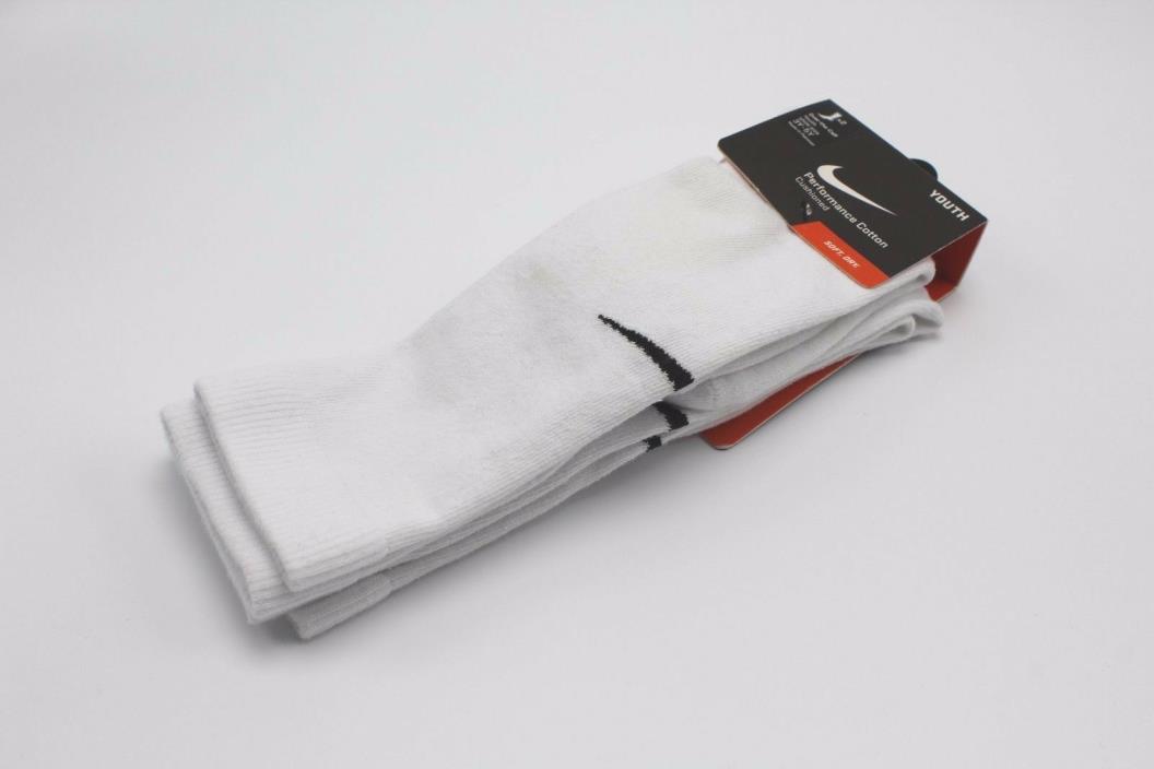 NWT NIKE Performance Cotton Cushioned Crew Socks 2 PACK Pair size 3Y-5Y (C-475)