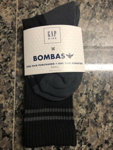 Bombas Youth Size Small Black Gray Calf Socks NEW