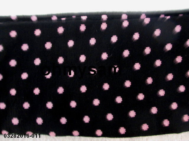 1 NEW BLACK COLOR PAIR THIGH HIGH SOCKS / PINK COLOR DOT / 80% POLY 20% SPAND