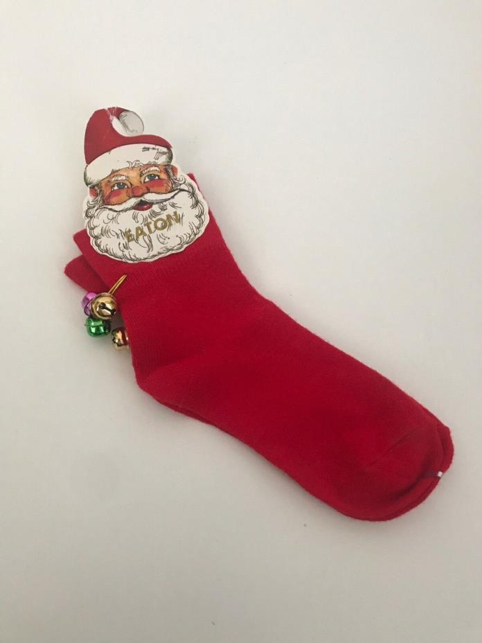 Vintage CHRISTMAS Holiday Ankle Socks Children’s Kids Red w/ Bells Size 8-9.5