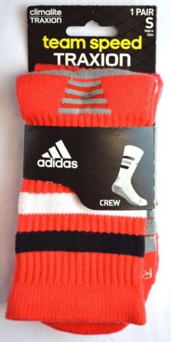 adidas Youth Team Speed Traxion Crew Socks Red/Black/White Size Small (1Y-5Y)