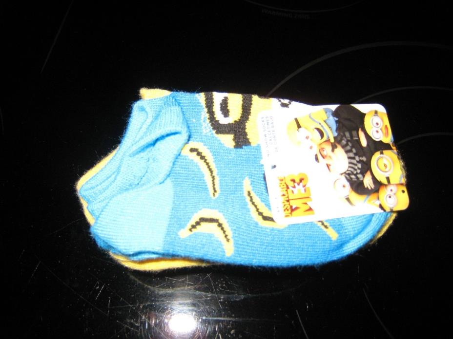 DESPICABLE  ME 3 NO SHOW ANKLE SOCKS-SMALL 4-71/2- 5 PAIR PACK NEW/FREE SHIPPING