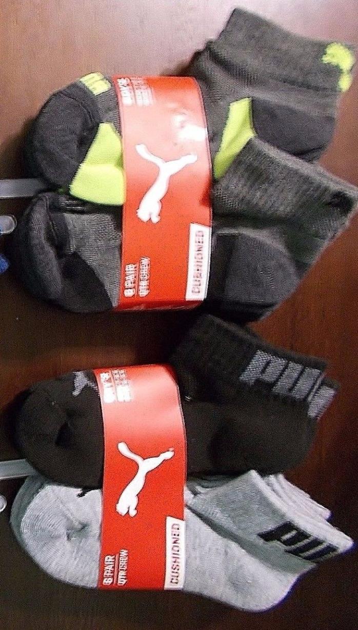 BOYS PUMA SOCKS 6 Pair Size M 7-8.5 (Shoe Size 9-3.5) Assorted Colors And Styles