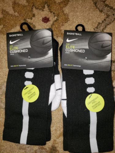 Lot 2 Nike Youth Crew Elite Versatility Basketball Socks Black White SX5593-013