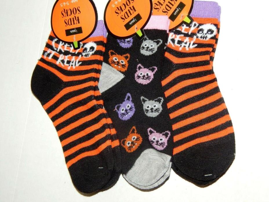 Childrens Socks 3 Pack Lot Halloween Fall Fun Size 5-6.5