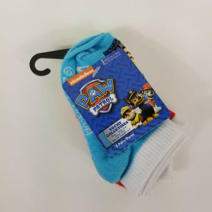 Paw Patrol Kids Ankle Socks Size 2-4 Blue Green Red Shoe Size 4-7 Nickelodeon