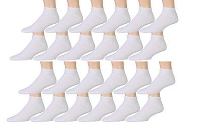 12 Pair Pack Of excell Kids Cotton Low Cut Cotton Ankle Socks (4-6, White)