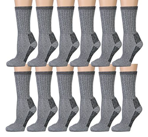 12 Pairs of excell Childrens Mens Womens Merino Wool Socks, Gray, Sock Size 6-8