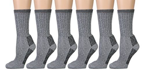 6 Pairs of excell Childrens Mens Womens Merino Wool Socks, Gray, Sock Size 6-8