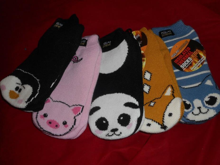 Polar Extreme Heat Kid's Insulated Thermal Animal Critter Socks Fits Shoe 6-3