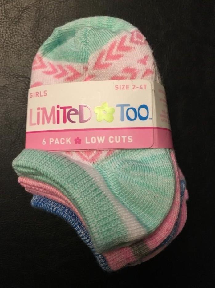 NEW - Limited Too Girls 6-Pack Low Cut Multi-color Socks (Size 2 - 4T)