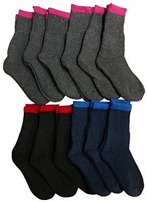 12 Pairs of Mb55 Children's Thermal Tube Socks in Assorted Colors, Size 6-8