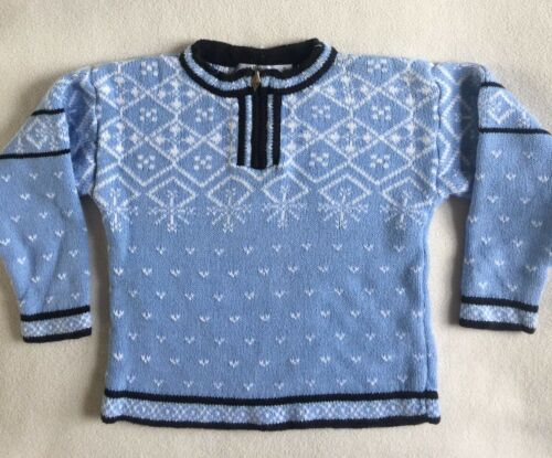 Kitestrings Baby Blue & Navy Nordic Cotton Pullover Sweater sz 4T