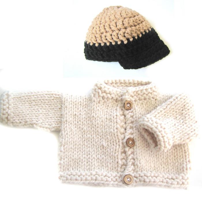 NEW KSS Handmade Heavy Natural Toddler Sweater & Cap 2 Years/3T SW-523 SALE