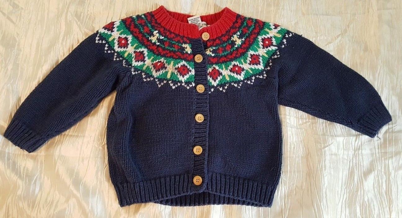 Organically Grown Kids 4T Cardigan holiday buttons thick hand knit