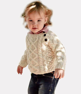 Baby Hand knit Side Fastening Button Crew Neck Wool Sweater