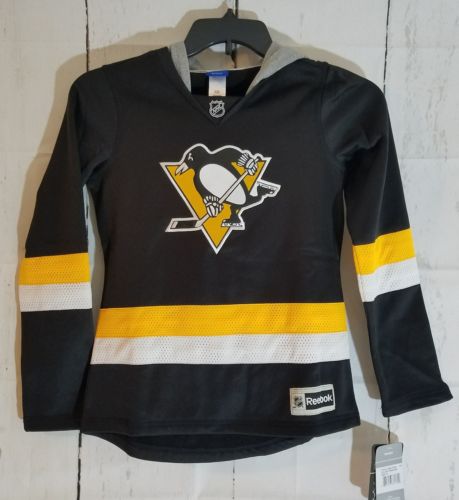 Reebok Hoodie NHL Penguins Girls Medium 10-12 Black Gray