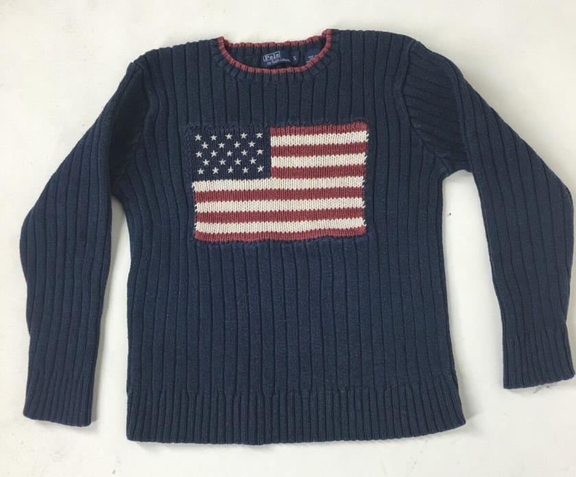 Polo by Ralph Lauren Sweater Child's Blue with Flag Size Small