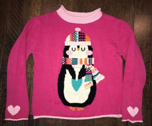 The Company Store Company Kids Pink Penguin Winter sweater girls Size Large Bx29