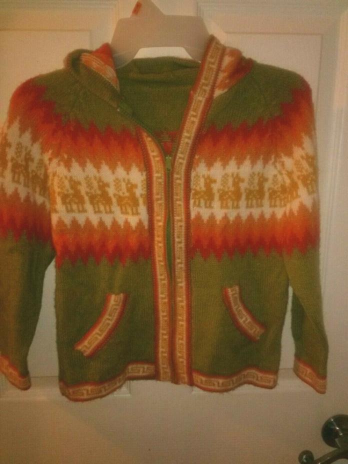 Peruvian Kids' hooded sweaters full zipped Soft Wool Size 8-9