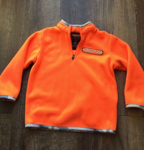 Harley Davidson Blaze Orange Quarter Zip Fleece Pull Over Sweater Size 3T