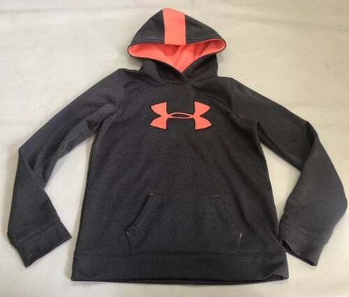 Kids Under Armour Loose Gray/Salmon Color Pull Over Hoodie Sz YLG