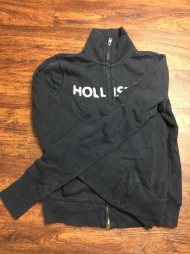 HOLLISTER Graphic Logo Full Zip Up Blue Casual Sweatshirt Youth Size Large