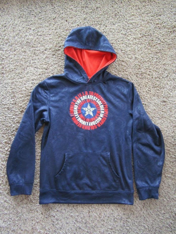 Marvel Super Heros Navy Blue Polyester Pull Over Hoodie Jacket Youth XL (18-20)