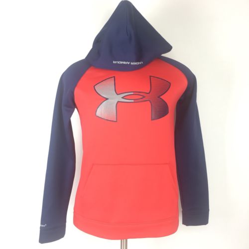 Youth Under Armour Storm/Cold Gear Hoodie Blue Red - Sz YXL