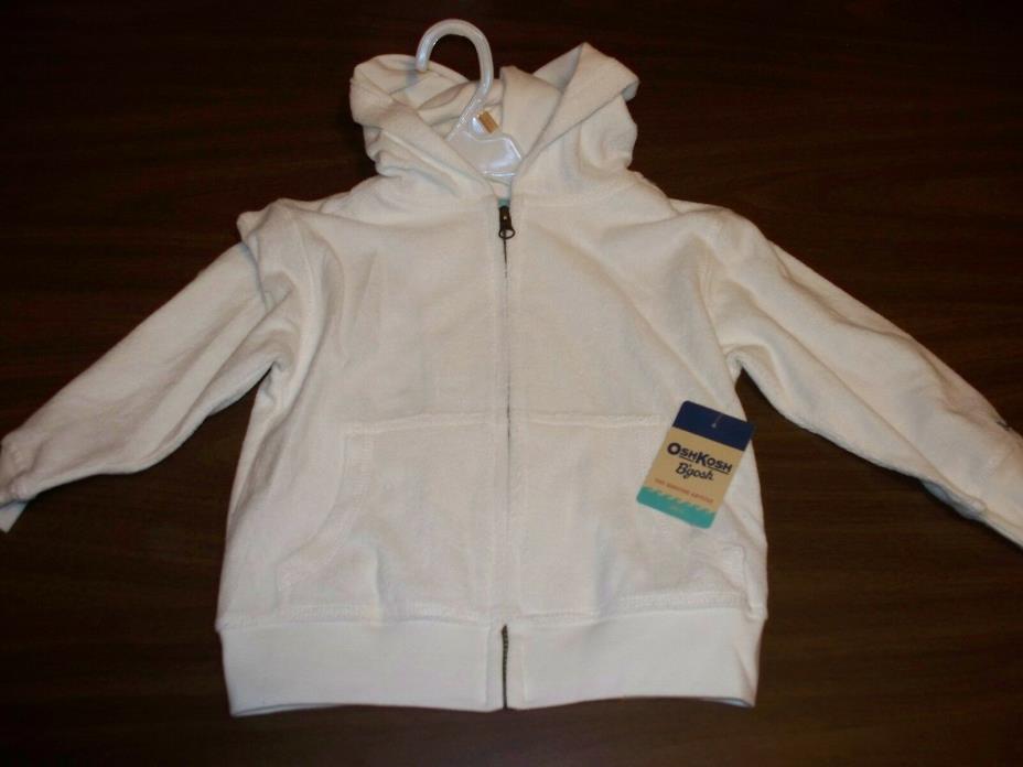 OSHKOSH B'GOSH WHITE TERRYCLOTH HOODIE WITH ZIPPER