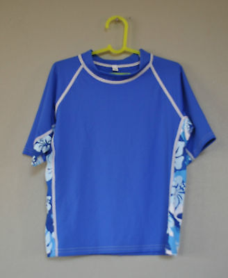 Sun Protection Zone SPF Swimwear Unisex Blue Hibiscus Hawaiian Surf UPF sz M NWT