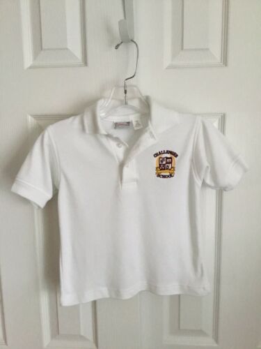 Challenger School White Uniform Polo Shirt Size Youth XS (5-6)
