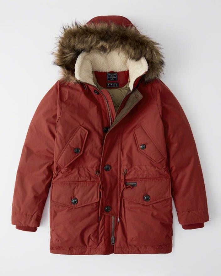 Abercrombie & Fitch Ultra Parka SIZE LARGE Red NEW Men Jacket