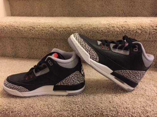 NIKE AIR JORDAN 3 RETRO OG BG BLACK-RED-CEMENT SZ 4y 4 Youth Kids [854261-001]