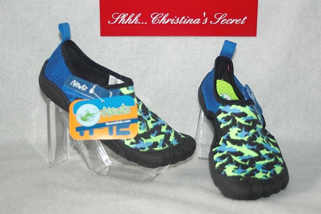 NEWTZ ~)) NEW (( Blue/Neon Toe Bumpers Water Boy's Girl's Shoes UPF 50+ Sz 11-12