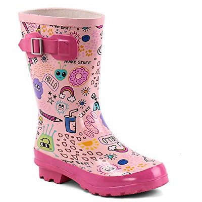 Zefani Kids Waterproof Rubber Rain Boots for Girls, Boys & Little/Big Kids with