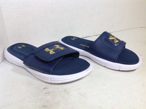 Under Armour Youth Size 1 Ignite V Navy Blue Casual Slides Sandals ZW-566