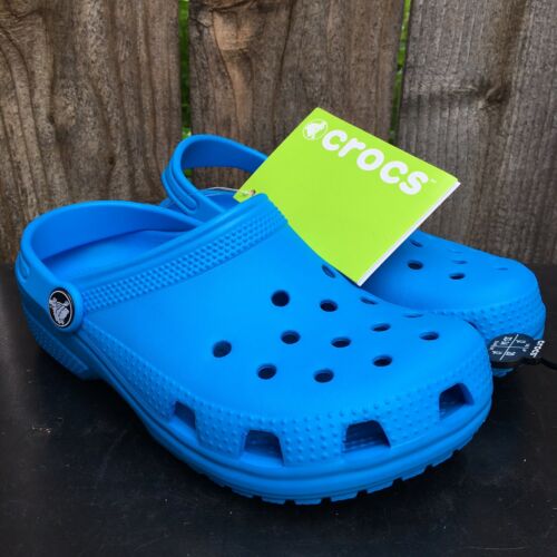 Crocs Kids Shoes Juniors Size 2 Clogs Roomy Ocean Classic Blue New With Tags