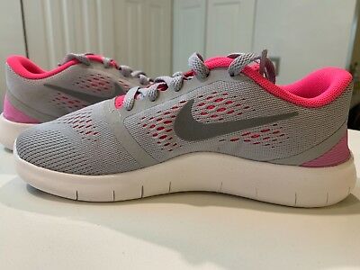 Nike Free RN (PS) Size 2Y Wolf Grey/White/Pink Light
