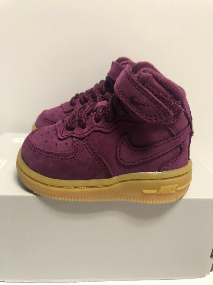 Nike Air Force 1 Mid WB TD Toddler Shoes Purple Bordeaux AH0757 600 Size 2C