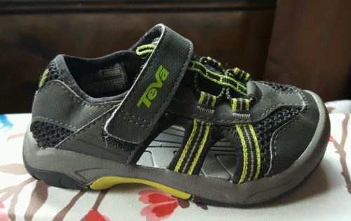 Kids Teva Boys Omnium 2 Gray W/ Neon Green Infant Outdoor Sandals US 7 Euro 23.5