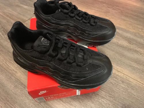 Used Nike Air Max 95 PS Triple Black Size 12C& 2Y (Toddler Youth Kids )