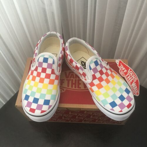 Kids Vans Classic Slip-On Checkered Rainbow Shoes
